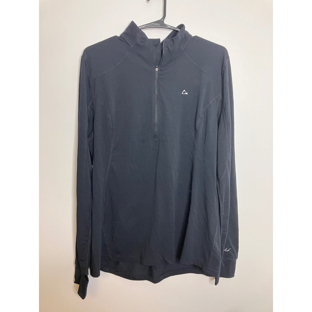 Paradox Quarter Zip Pullover Womens XL Black Excellent Drirelease Merino Wool